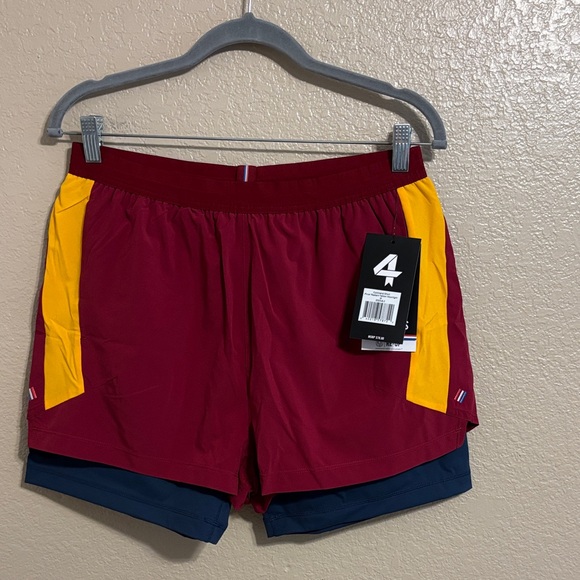 Fourlaps Command Shorts Red/Yellow Size M | Bold Athletic Gym Shorts - Picture 1 of 9